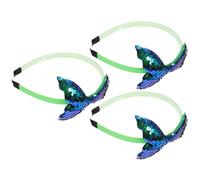 HOOWIFFY 3pcs Mermaid Headband Hair Accessories for Little with Green Sequin Cloth Material, Adorable and Fashionable Design, for Special Occasions and Parties, Not Easy to Fall