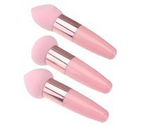 HOOWIFFY 3Pcs Pink Mushroom-Shaped Makeup Sponge Pens Set with Handle, Angled Cosmetic Sponges for Foundation and Concealer Blending, Makeup Tools for Professional and Everyday Use