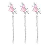 HOOWIFFY 3pcs Vintage Hair Sticks Set with Zinc Alloy and False Pearl Elegant Retro Chinese Style Hair Forks for Women Easy to Fix and Fit for Themed Parties and Ceremonies