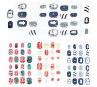 HOOWIFFY 4 Boxes Christmas False Nails Fake Nail Tips Abs Sheet with Simple Design and Skin Christmas Days Assorted style