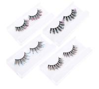HOOWIFFY 4 Pairs Glitter Fake Eyelashes Butterflies Sequins Eyelashes Chemical Fiber Material Fashionable Charming Design Add Length Make Eyes Look Bigger Festival Cosplay Makeup