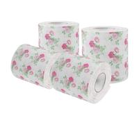 HOOWIFFY 4 Rolls Printed Toilet Paper with Rose Floral Pattern, Colored Bath Tissue Rolls Bulk for Bathroom and Kitchen Use, Decorative Disposable Paper Napkins Set