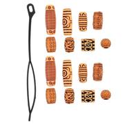 HOOWIFFY 40pcs DIY Hair Beads for Braids and Dreadlocks, Lightweight Plastic and Wood Large Hole Beads with Unique Carved Design, Hair Decoration for Black Women at Party Gatherings