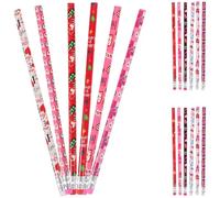 HOOWIFFY 48pcs Assorted Colour Heart Pencils with Eraser Tips, Break-resistant Wood Sketch Pens for Drawing Papers, School Supply for Teenagers and Students Assorted style