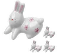 HOOWIFFY 4pcs Ceramic Chopstick Holder Rabbit Shape Table Chopsticks Holders Multifunctional Rest Chic Lovely Design Prevents Rolling and Tableware Getting Dirty for Dining Table and Cafe