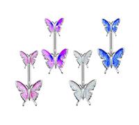HOOWIFFY 4pcs Chic Butterfly Belly Button Ring for Women, Alloy Piercing Barbell with Appealing Look, Birthday and Valentine Gift Body Jewellery