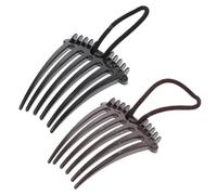HOOWIFFY 4pcs Ponytail Hair Combs with Delicate Pearl Decoration, Plastic Material, Simple and Versatile Styling Tool for Voluminous Hair in Black and Coffee Colours