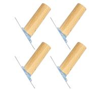 HOOWIFFY 4pcs Solid Wood Adhesive Hooks for Hanging Coats and Bath Towels, No Drilling Required, Modern Minimalist Design with Simple Wood Shape, for Bedroom and Bathroom Use