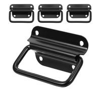 HOOWIFFY 4pcs Stainless Steel Foldable Toolbox Handles, Heavy Duty Chest Case Pull Handles for Trunk, Crates, Easy Installation for DIY and Home Storage, Size 7.50x6.00x1.20cm