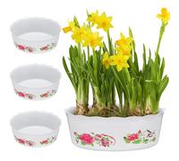 HOOWIFFY 4pcs White Plastic Bowl Planters for Hydroponic Plants, Sturdy Pp Material, Not Easily Deformed Or Broken, for Living Room and Garden Decoration