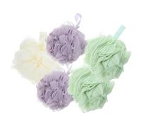 HOOWIFFY 5 Pcs Bath Towel Puff Set for Adults Practical Pe Bath Ball with Short Rope Comfortable Feeling and Exfoliate Function for Shower and Muscle Soak Random Color