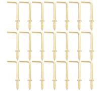 HOOWIFFY 50pcs L Shape Iron Picture Hanger Hooks with Precision Threaded Design and Easy to Remove Feature, 5/8 Inch X 1 Inch Golden Self Tapping Screw Hooks for Hotel and Restaurant Use
