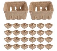 HOOWIFFY 50pcs Paper Pulp Berry Tray Paper Pulp Basket Multipurpose Easy to Move Rustic Natural Style Very Light Weight for Wedding Party and Bedroom Storage
