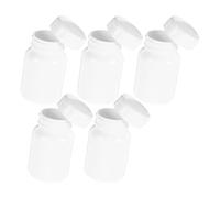 HOOWIFFY 5Pcs 80Cc White Mini Pill Bottle Set with Lids, Small Plastic Medicine Container for Powder, Capsule, Tablet Storage, Portable Sample and Travel Use