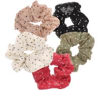 HOOWIFFY 5Pcs Large Polka Dot Hair Scrunchies Set Mixed Colors Soft Elastic Hair Ties for Women Decorative Ponytail Bands Suitable for Daily Styling and Accessories