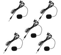 HOOWIFFY 5pcs Simple Clip-on Microphone for Phone Wired Lavalier Mic with Sturdy Clip and Adjustable Volume for Public Speaking and Interviews Portable Black Pvc
