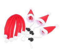 HOOWIFFY 6pcs Christmas Pet Hat and Scarf Set for Pets Red Lint Material Decorative and Easy to Put on Accessories for Variety Festivals Holiday Costume