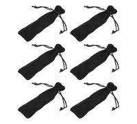 HOOWIFFY 6pcs Cosmetic Makeup Pouch Lipstick Holding Bag Black Double-Faced Lint Portable Dustproof Drawstring Organizer for Outdoor and Office