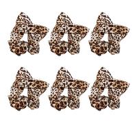 HOOWIFFY 6pcs Leopard Patterned Scrunchies with Animal Ears Design, Gentle on Hair and Comfortable Touching, Soft Cloth Hair Elastics for Women Ponytail Accessories