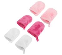HOOWIFFY 6Pcs Microfiber Face Cleansing Gloves for Women, Exfoliating Makeup Remover Mitts White, Rose Red and Pink Colors, Suitable for Travel and Daily Facial Cleaning