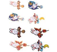 HOOWIFFY 8pcs Cute Cartoon Bunny Enamel Pin Brooch Made of Zinc Alloy, Versatile Accessory for Bags and Backpacks, for Casual Wear and Special Celebrations, Stylish and Playful Clothing