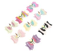 HOOWIFFY 8pcs Unicorn Hair Bows with Sequins Alligator Clips, Assorted Colour Glitter Hair Accessories for Big, for Parties and Everyday Wear Random Color