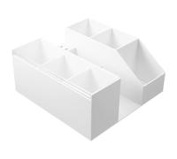 HOOWIFFY Acrylic Eyelash Tools Desktop Organizer Box for Lash Tweezers and Beauty Accessories Sturdy Lash Tool Storage Rack with Multiple Compartments White Makeup Brush Holder for Home and