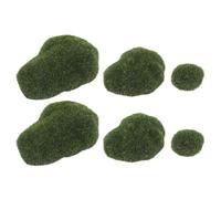 HOOWIFFY Artificial Moss Rockery Ornament Set for Floral Arrangements and Terrariums 6pcs Lightweight Foam Moss Stones Realistic Green Decorative Accessories