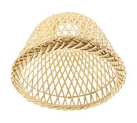 HOOWIFFY Beige Bamboo Lamp Shade Cover for Table or Ceiling Lamp, Retro Boho Style with Easy Installation, Decorative Piece Suitable for Bedroom and Living Room