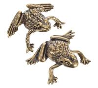 HOOWIFFY Brass Frogs Statues Brass Craft Decor Flat Bottom Design Desktop Decor Creative Retro Unique Antique for Home Decoration
