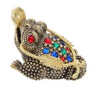 HOOWIFFY Brass Three-legged Toad Sculpture Hollow Small Money Frog Ornament 7.2x4.4x3.3cm Feng Shui Desk Decoration for Office Living Room Home