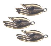 HOOWIFFY Buddha Hand Creative Vintage 3pcs Compact Keychain Pendants Brass DIY Hanging Decor Keychain Ornament Small Adorn for Arts and Crafts