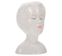 HOOWIFFY Ceramic Human Face Vase Sturdy Flower Arrangement Container, Simple Beauty White Ceramic Vase for Living Room Decoration and Modern Home Décor