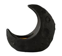HOOWIFFY Ceramic Moon Shape Incense Burner Adornment with Multi-functional Aromatherapy Features, Elegant Black Vintage Censer Decor for Home and Study, Ramadan Moon Incense Holder