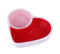 HOOWIFFY Ceramic Pet Eating Bowl Pet Feeding Bowl for Small Animals and Hamsters, Red Cartoon Shape with Divided Dual Purpose Design for Indoor Use