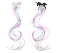 HOOWIFFY Colorful Unicorn Hair Clips, 2 Pcs Plastic Curly Hairpins that Don't Fall, Creative Hair Accessories Gift for Friends and Daughter on Special Day