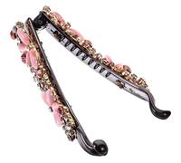 HOOWIFFY Delicate Rhinestone Opal Alloy Banana Clip Hair Clips Vintage Hair Accessories Strong Structure for Women Dating Working