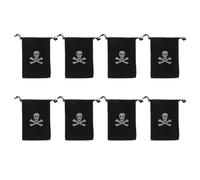 HOOWIFFY Drawstring Bags Coin Pouches Polyester Pirate Halloween 8pcs Black Spacious Party Loot Bags 15.5x11.5cm for Halloween Home Decor and On-the-go Use