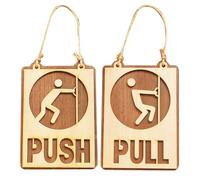 HOOWIFFY Entrance Door Pull Sign Push Pull Hanging Sign 7.87x3.94x0.39inch Wooden Material with Jute Rope Minimalist Rustic Style Easy to Use Enhancing Ambiance for Home and Public Places