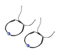 HOOWIFFY Evil Eye Bracelet Minimalist Chic Style Braided Adjustable 2pcs Black Braided Rope with Glass Eye Bead Wrist Accessory for Men and Women Suitable for Anniversary or Graduation