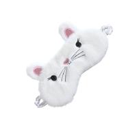 HOOWIFFY Fluffy White Cat Design Contoured Sleep Mask Lightweight Fabric Eye Mask Comfortable No Pressure on Eyes for Sleeping and Work Naps