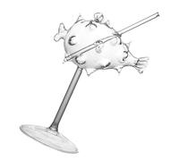 HOOWIFFY Globefish Glass Cocktail Wine Glasses Set of 2 Puffer Fish-Shaped Goblets with Tall Stem for Bar Party Home and Ktv Novelty Drinkware