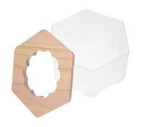 HOOWIFFY Hamster Sand Bath Box and Toilet Container for Small Pets, Space-saving Abs and Wood Material with Adorable Compact Design, Easy to Clean Khaki Pet Sand Bath for Hamsters