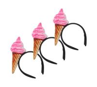 HOOWIFFY Ice Cream Cone Fabric Headbands Multifunctional Hair Accessories for Women 3pcs Comfortable Fit Cute and Stylish Spa Hairbands for Face Washing and Makeup Application
