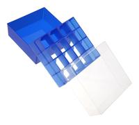 HOOWIFFY Laboratory Test Tube Holder Rack Plastic Freezer Storage Box with Lid Fits 16 X 50ml Centrifuge Tubes Blue Reference and Identification for Scientific Research