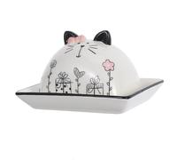HOOWIFFY Large Butter Dish with Lid in Ceramic Featuring a Cartoon Lid Design that is Spreadable and Reduces Absorption of Refrigerator Odors, for Gift or Restaurant Use