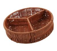 HOOWIFFY Large Capacity Brown Pp Snack Storage Tray with Multi-grids Design, Simple and Generous Pastry Plate for Kitchen Or Housewarming