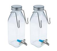HOOWIFFY Leak-proof 350ml Glass Bunny Water Bottle Dispenser with Silent Drip Valve, Vertical Rabbit Water Feeder for Small Pets Cage, 2pcs Replacement Pet Waterers for Hamsters and Rabbits