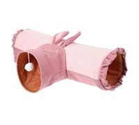 HOOWIFFY Lightweight Pink Cloth Little Pet Tunnel for Hamster and Small Pets, Keeps Warm with T Shaped Design, for Hiding and Play in Small Animal Habitats
