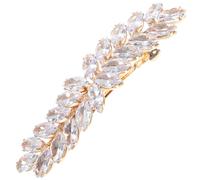 HOOWIFFY Luxurious Golden Leaf Hair Clip for Women, Artificial Zircon Alloy Barrette with Spring Clip, Easy to Wear and Not Easy to Fade, for Birthday and Banquet Hair Accessories